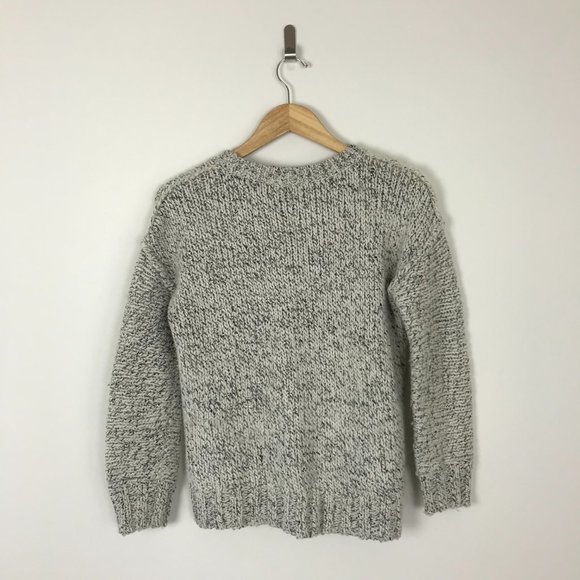 J.Crew Women's S White Light Gray Chunky Knit Sweater Alpaca Wool Blend B5 - Picture 3 of 5